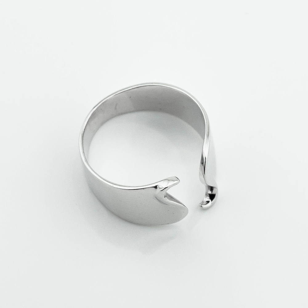 Серебряное кольцо Морская волна широкое незамкнутое k111913, 16 размер