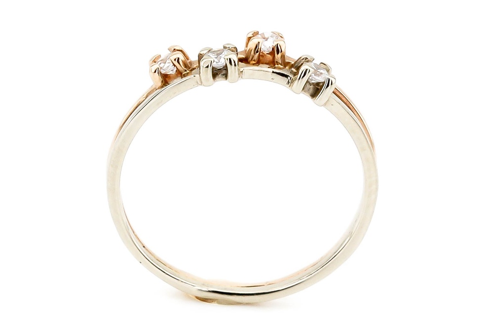 Золотое кольцо Шахматка с белыми фианитами 11391, 16 размер