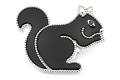 Срібна брошка "Білочка" з чорним оніксом CI18015, Чорний