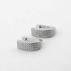 Срібні сережки Доріжки широкі з фіанітами c121704, Білий