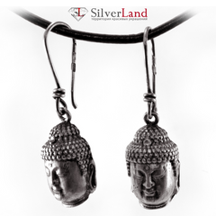 Срібні сережки-підвіски петлі Будда "EJ Buddha" з чорнінням Арт. 2031/EJ