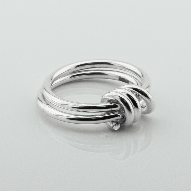 Двойное серебряное кольцо Узел k111798, 17 размер