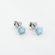 Детские серебряные серьги-пусеты Сердечки с эмалью (голубо-белые) c121652, Голубой|Белый