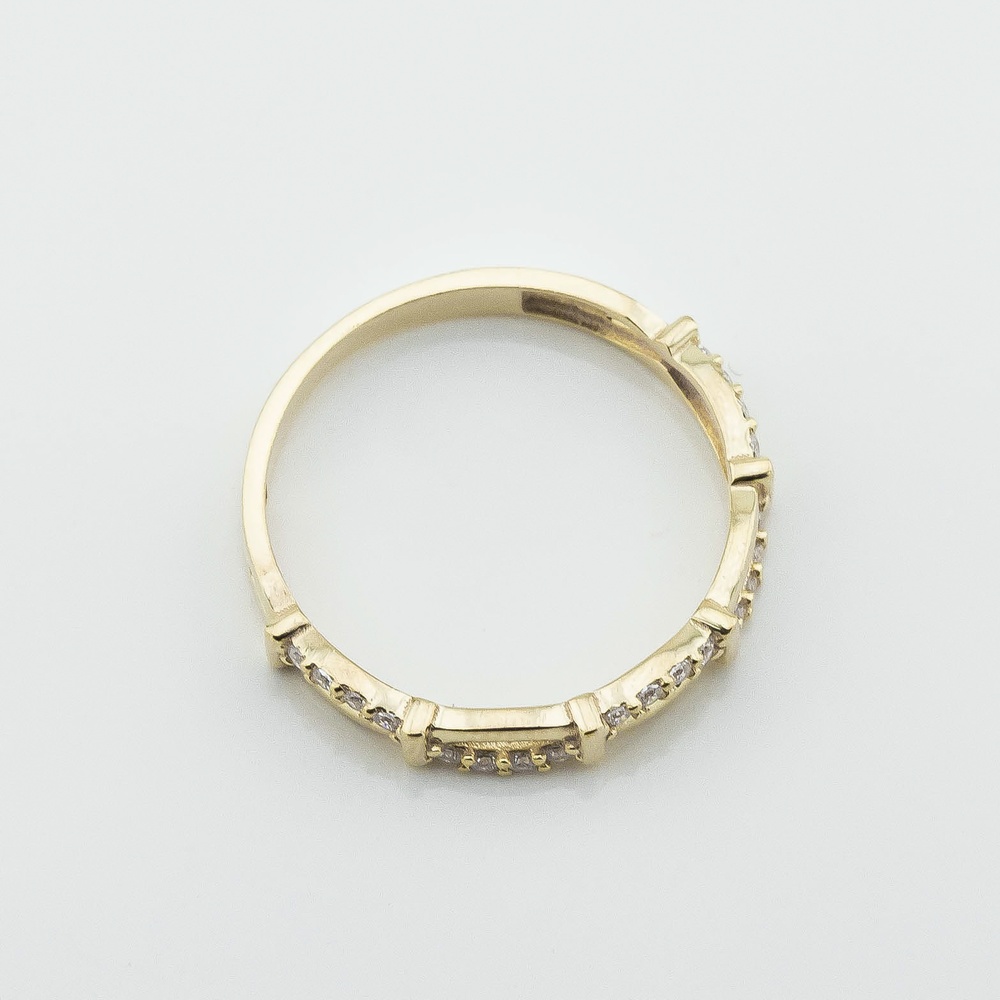 Позолоченное серебряное кольцо Волна с фианитами 3102038, 17 размер