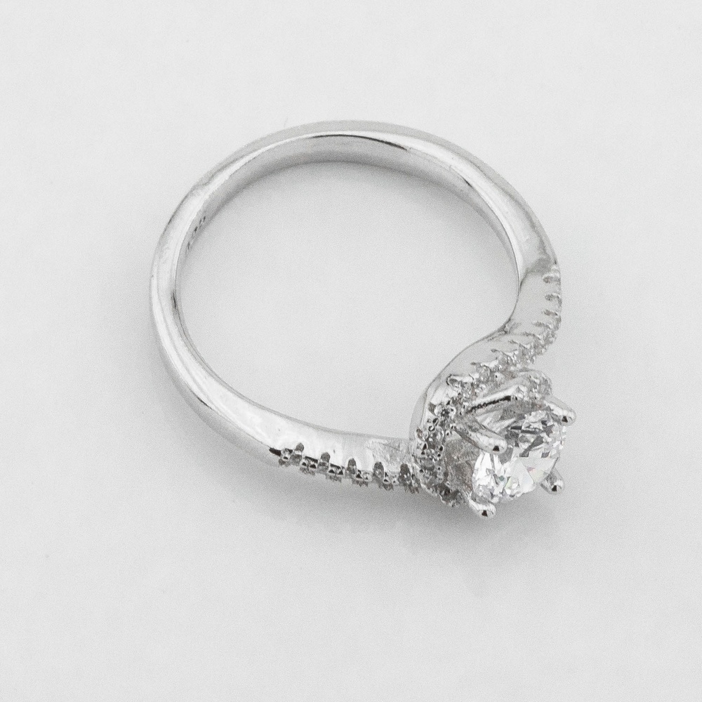 Срібний перстень Кружечок з білими фіанітами K111716, 15,5 розмір