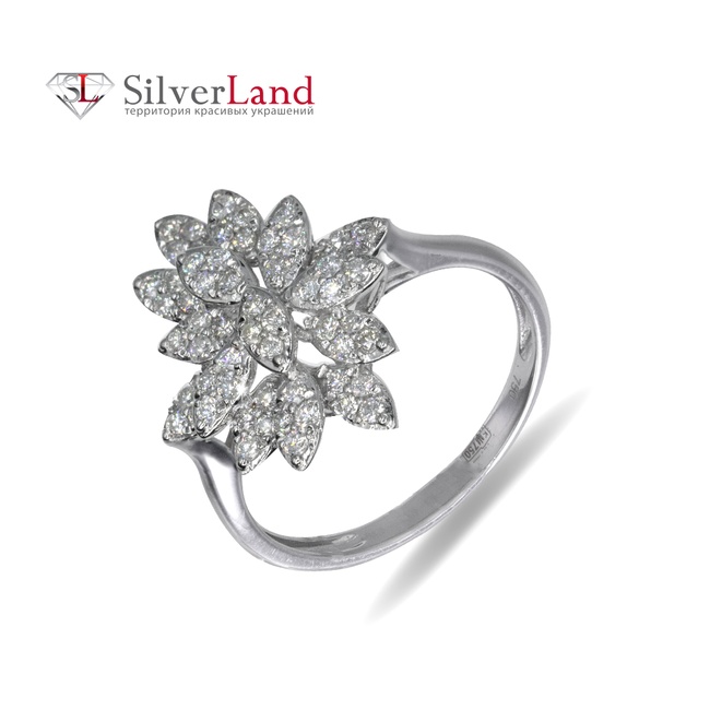 Золотое кольцо в форме цветка с бриллиантами Арт. RO5480, Белый