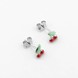 Детские серебряные серьги-пусеты Вишни с эмалью c121657, Красный|Зеленый