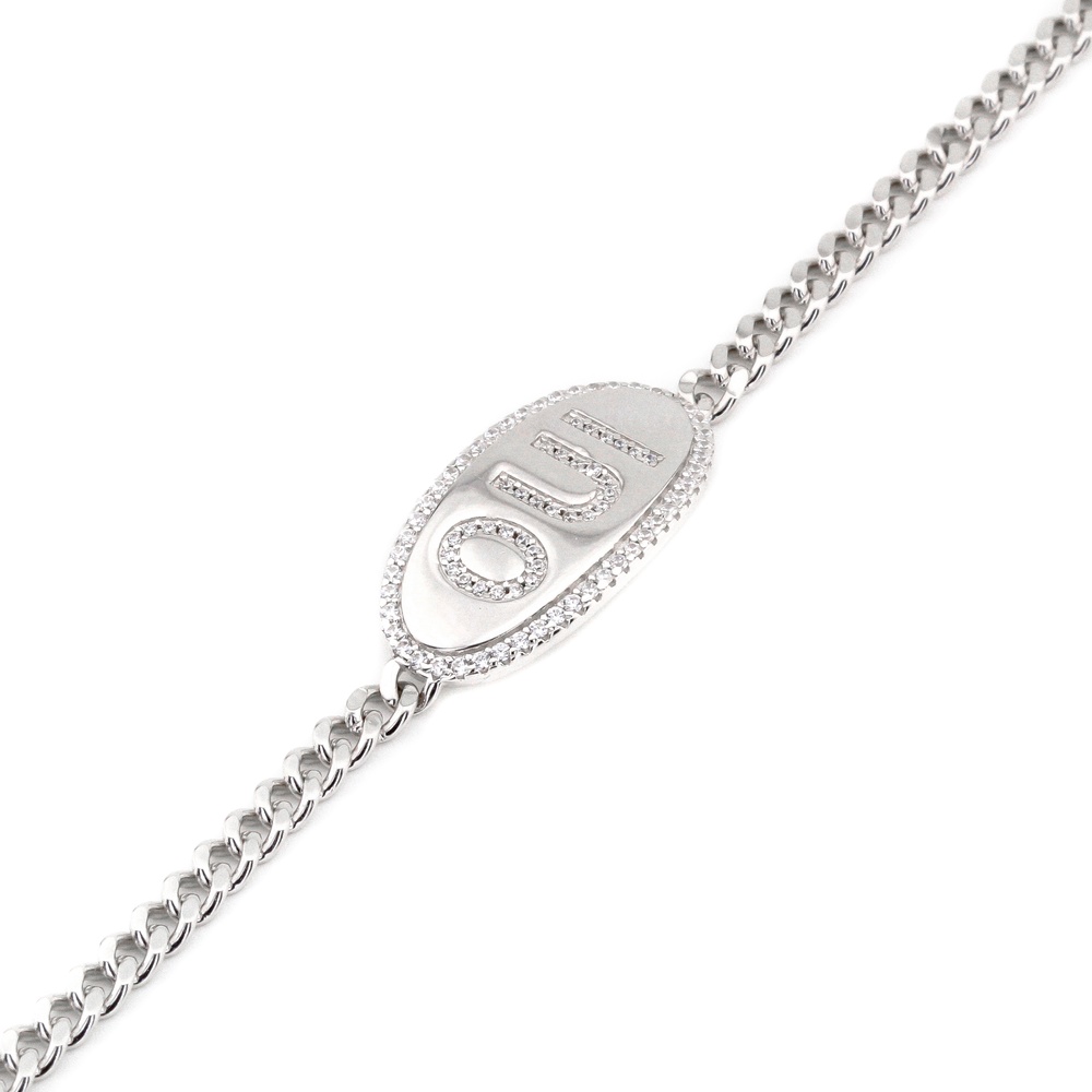 Срібний браслет з написом "OUI" (ТАК) B15356, Білий