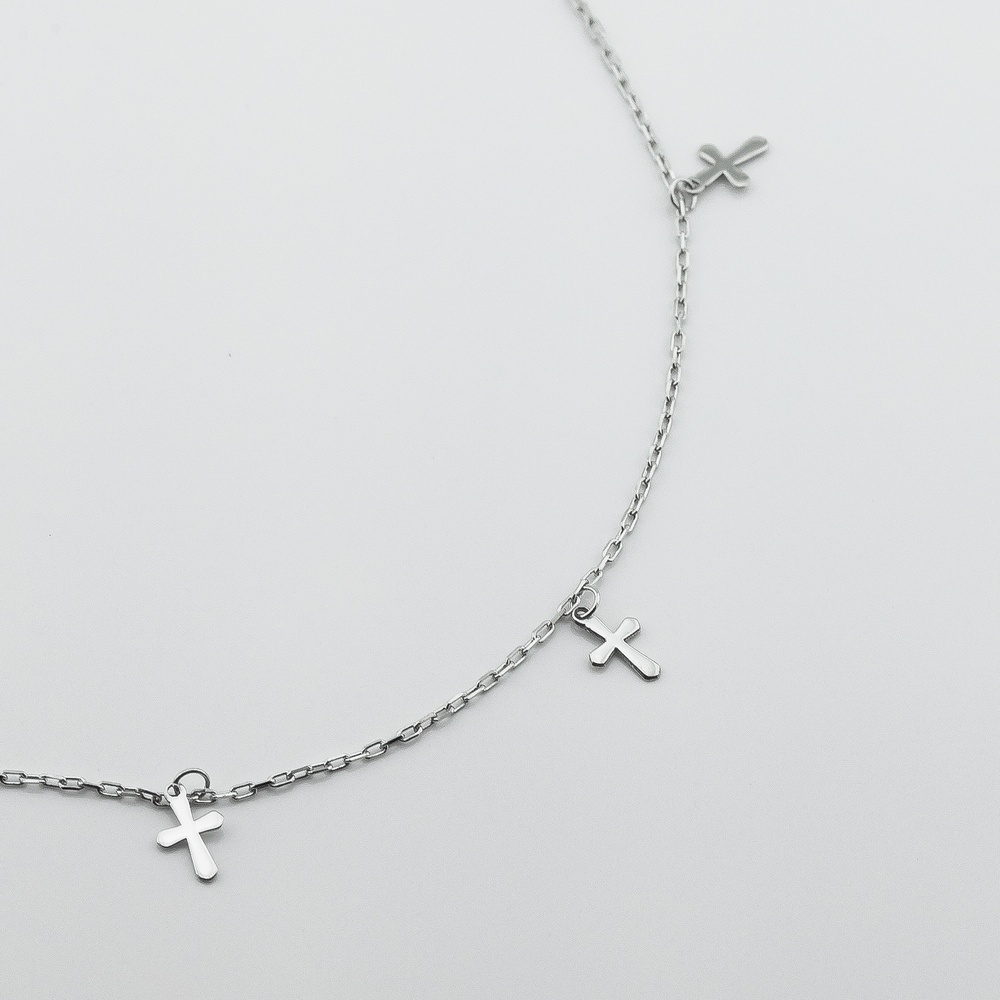 Срібний браслет Хрестики на ногу b15956, 22 розмір