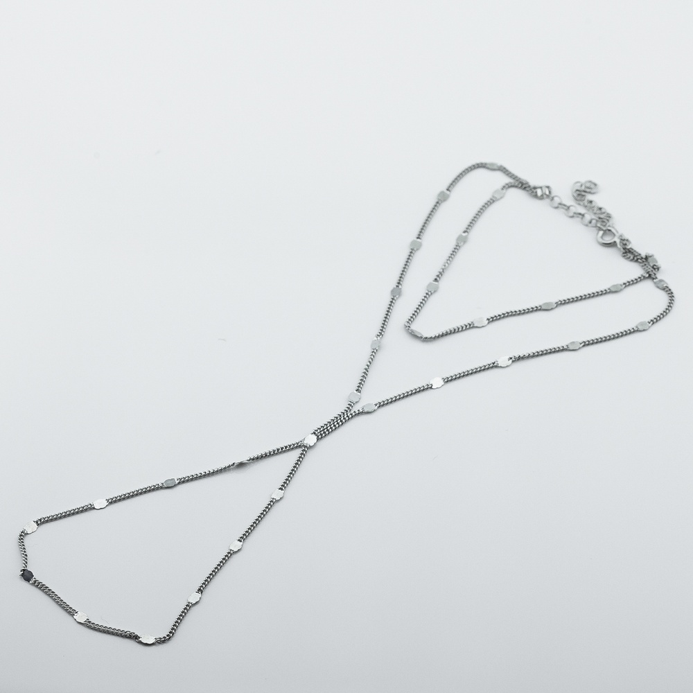 Серебряный слейв-браслет тонкий Цепочка без камней b15935, 17 размер