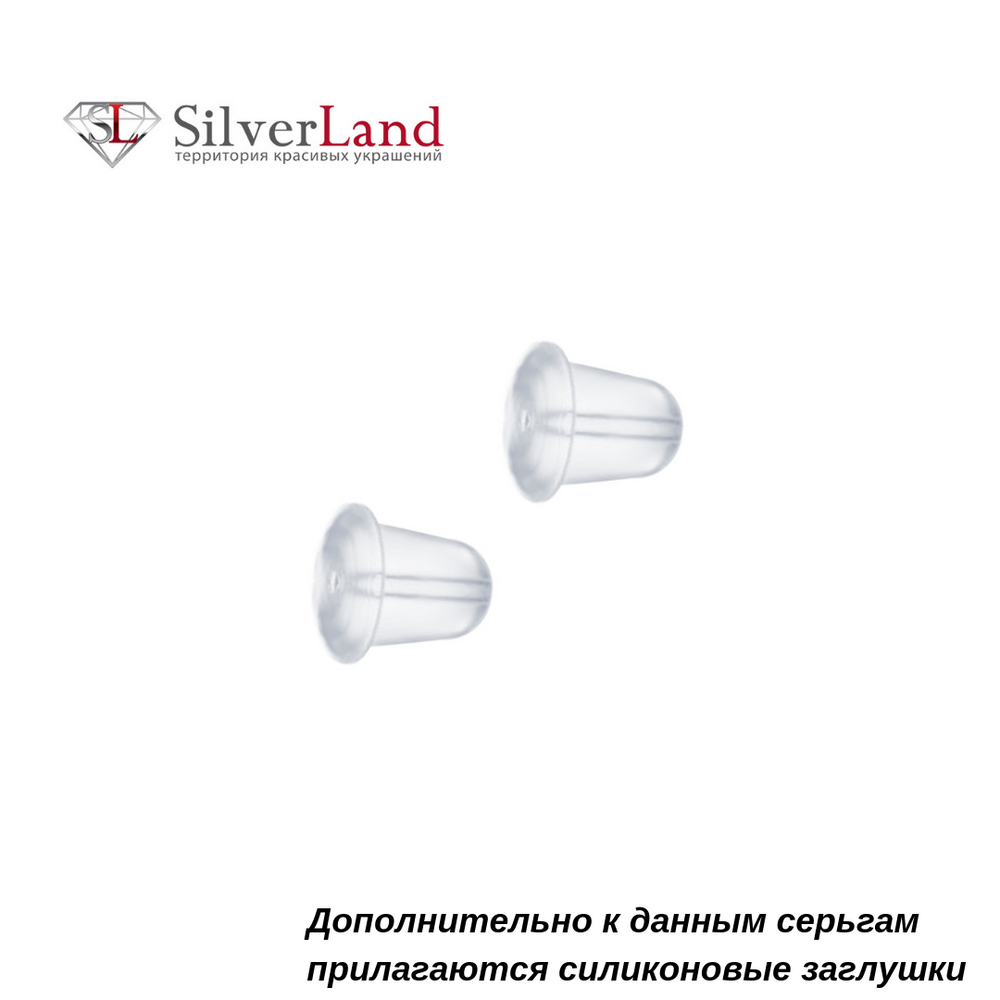 Срібні сережки- пусети гвоздики "Конюшина" з білим фіанітом родовані Арт. msp008-sl, Білий