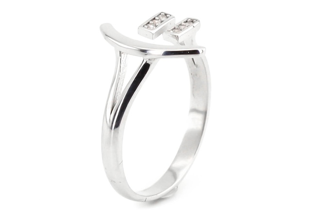 Серебряное кольцо "Смайлик =)" с белыми фианитами СК11156, 17,5 размер, 17-5, Белый
