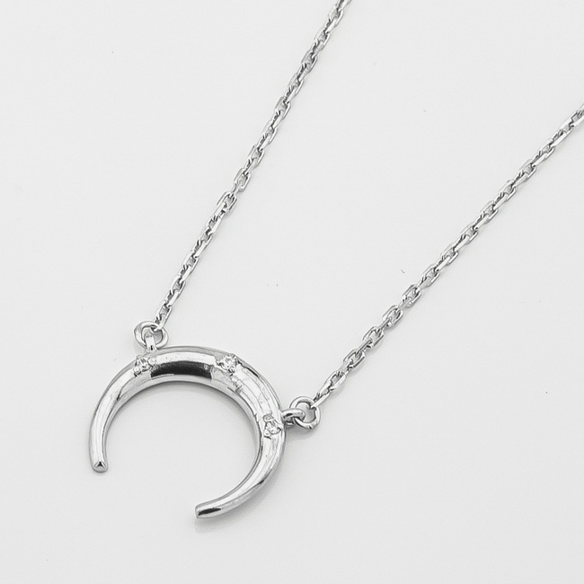 Серебряное колье Луна с белыми фианитами 14069-4, 40 размер