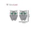 Серебряные серьги Совы гвоздики с зеленым и белыми фианитами Арт. с23086_g-H, Зеленый