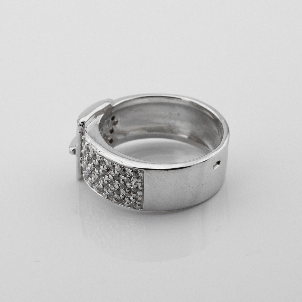 Срібний перстень Ремінь з білими фіанітами 11500-4, 16 розмір