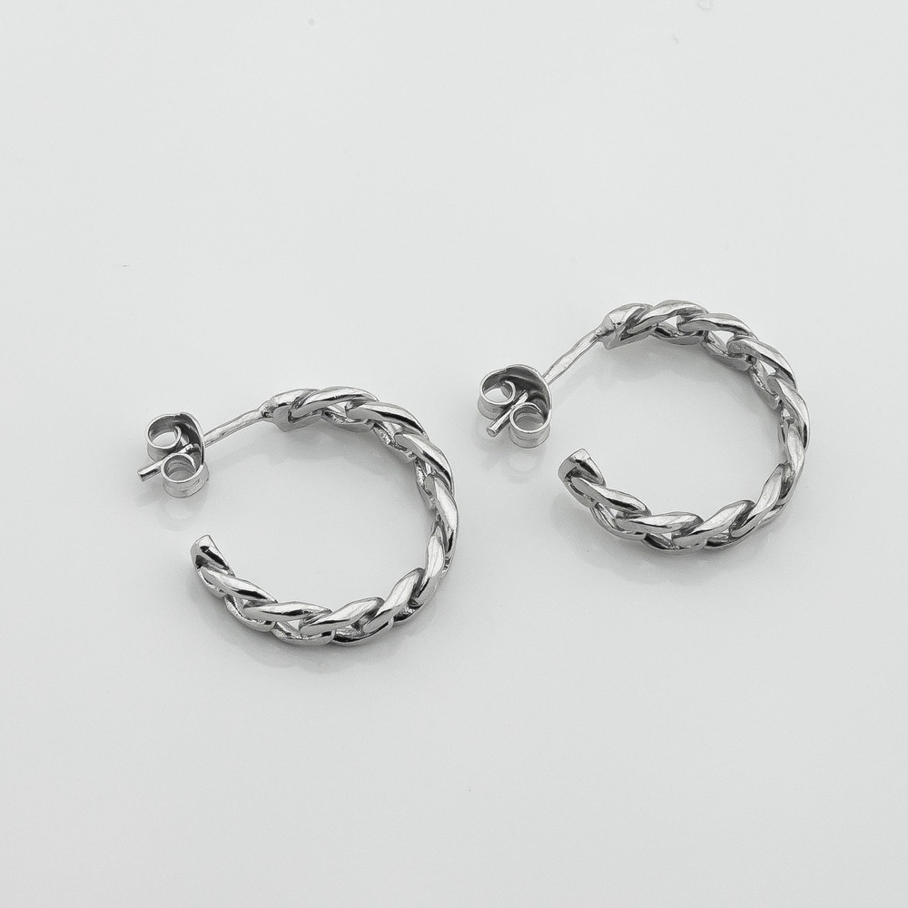 Серебряные серьги-кольца Цепи 3202004