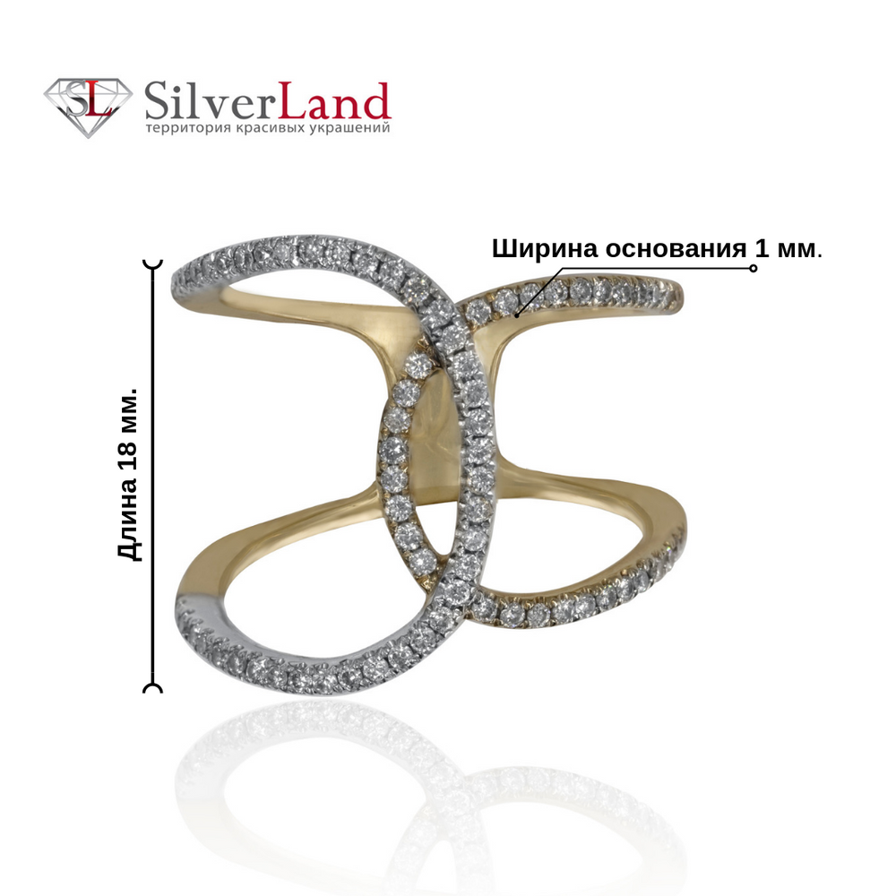 Двойное кольцо с бриллиантами из желтого и белого золота 585 пробы Арт. ES40051, Белый