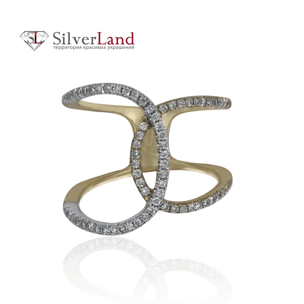Двойное кольцо с бриллиантами из желтого и белого золота 585 пробы Арт. ES40051, Белый