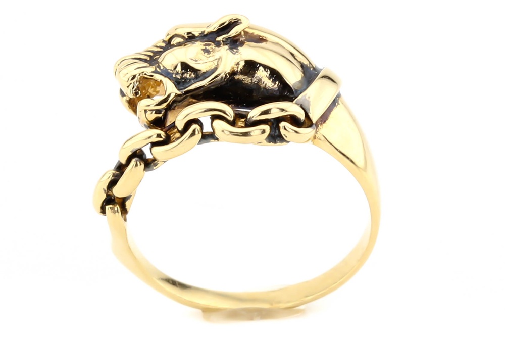 Кольцо Пантера из желтого золота КК11413, 17,5 размер, 17-5