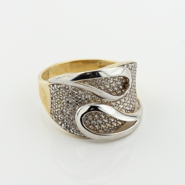 Золотое кольцо с фианитами k111811, 18 размер