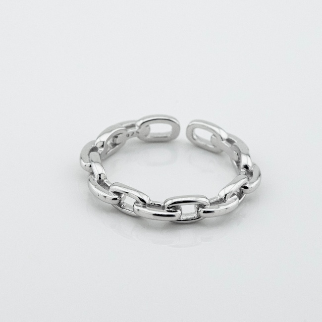 Серебряное кольцо Цепь незамкнутое 3101949, 16 размер