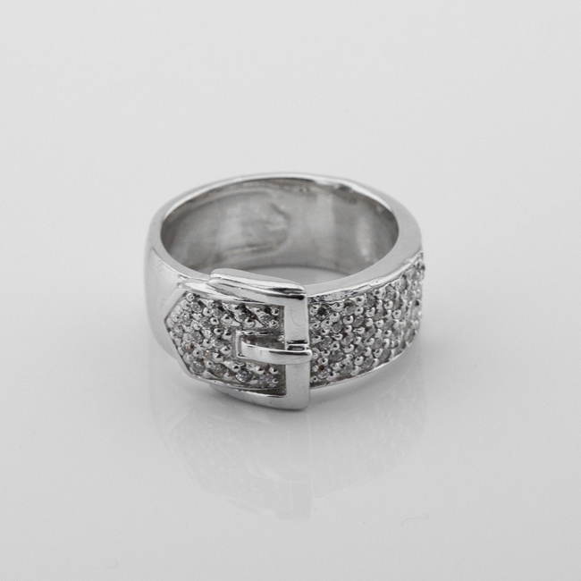 Серебряное кольцо Ремень с белыми фианитами 11500-4, 16 размер