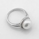 Серебряное кольцо Кружок с жемчугом и фианитами K111715, 15,5 размер