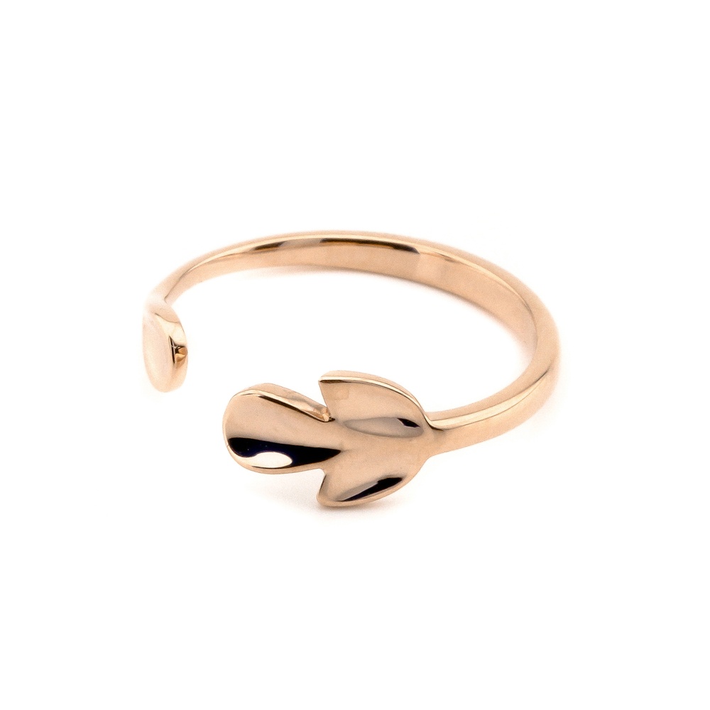 Незамкнутое Золотое кольцо "Лепестки" без вставок 111088-1, 16 размер