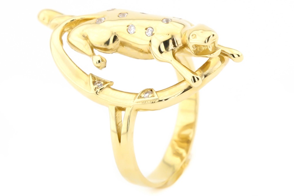 Кольцо из желтого золота с фианитами КК11409, 17,5 размер