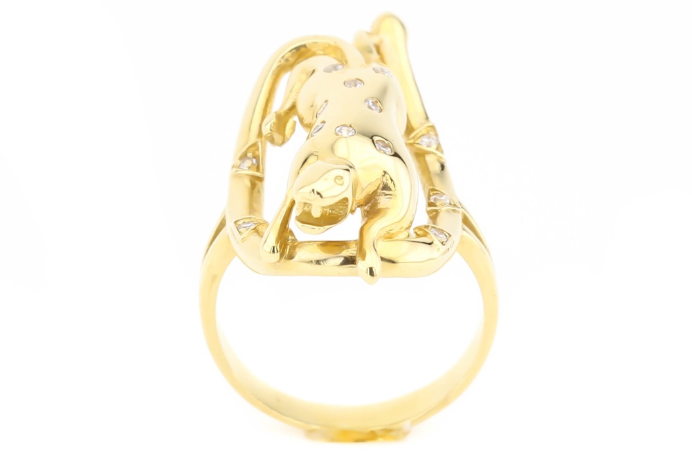 Кольцо из желтого золота с фианитами КК11409, 17,5 размер