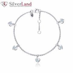 Срібний браслет-ланцюжок Серце з перламутром для дівчинки (16) Арт. 5539uub