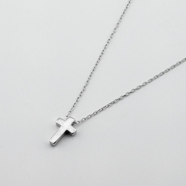 Серебряное колье Крестик гладкий 3400818, 45 размер