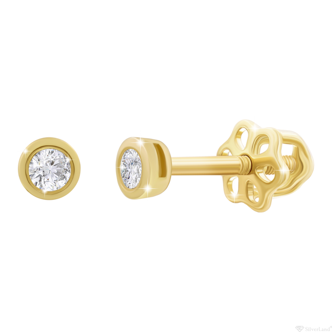 Детские сережки-гвоздики золотые Mini Сlassic с бриллиантами (270566720319)