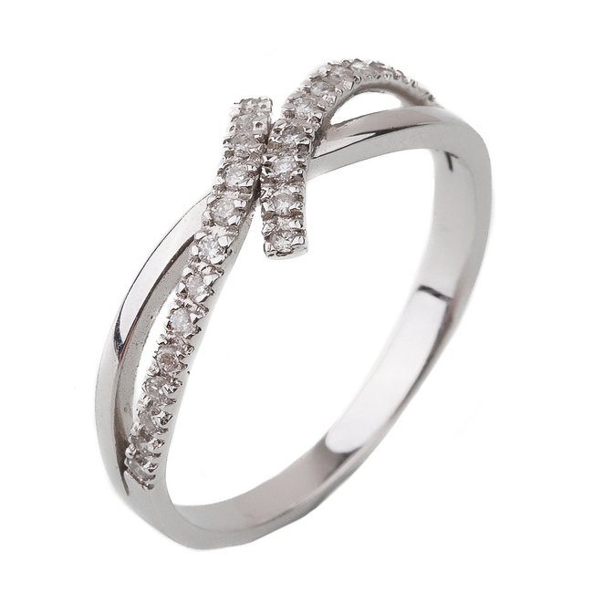 Золотое кольцо дорожкой белое с бриллиантами RO04055, 17,5 размер