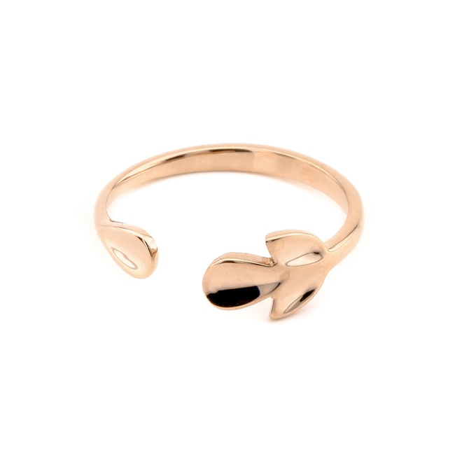 Незамкнутое Золотое кольцо "Лепестки" без вставок 111088-1, 16 размер
