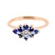 Золотое кольцо с синей шпинелью и фианитами КК11045, 16 размер