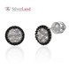 Срібні сережки-пусети (гвоздики) за формою квітки чорно-білі з фіанітами Арт. 923456, Чорний