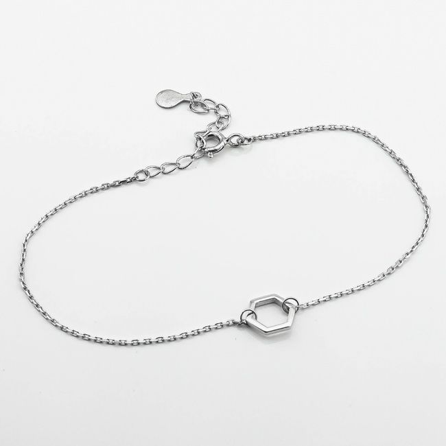 Серебряный браслет Шестиугольник b15976, 18 размер