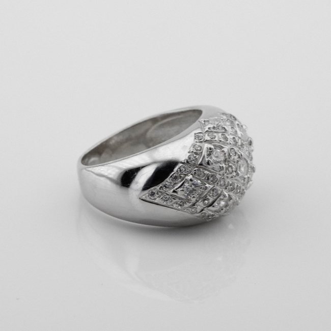 Срібний перстень з білими фіанітами (жіночий) 11449-4, 16 розмір
