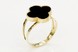 Тонкое кольцо из желтого золота "Клевер" с черной эмалью КК11030, 18,5 размер, 18-5, Черный