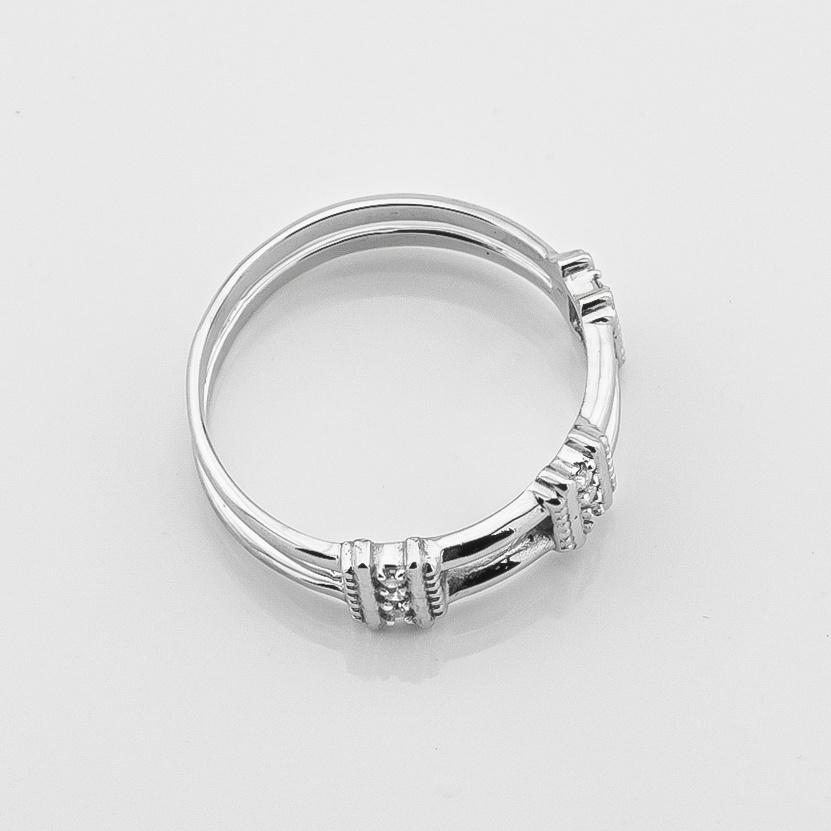 Золотое кольцо двойное Дорожки с бриллиантами 111076-2dia, 15,5 размер