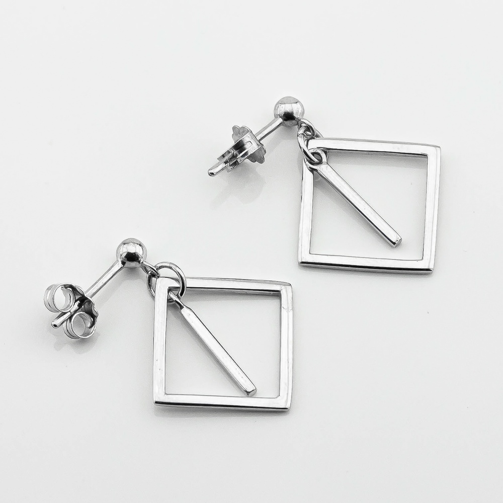 Срібні сережки-підвіски Квадратик паличка (геометрія) c121947