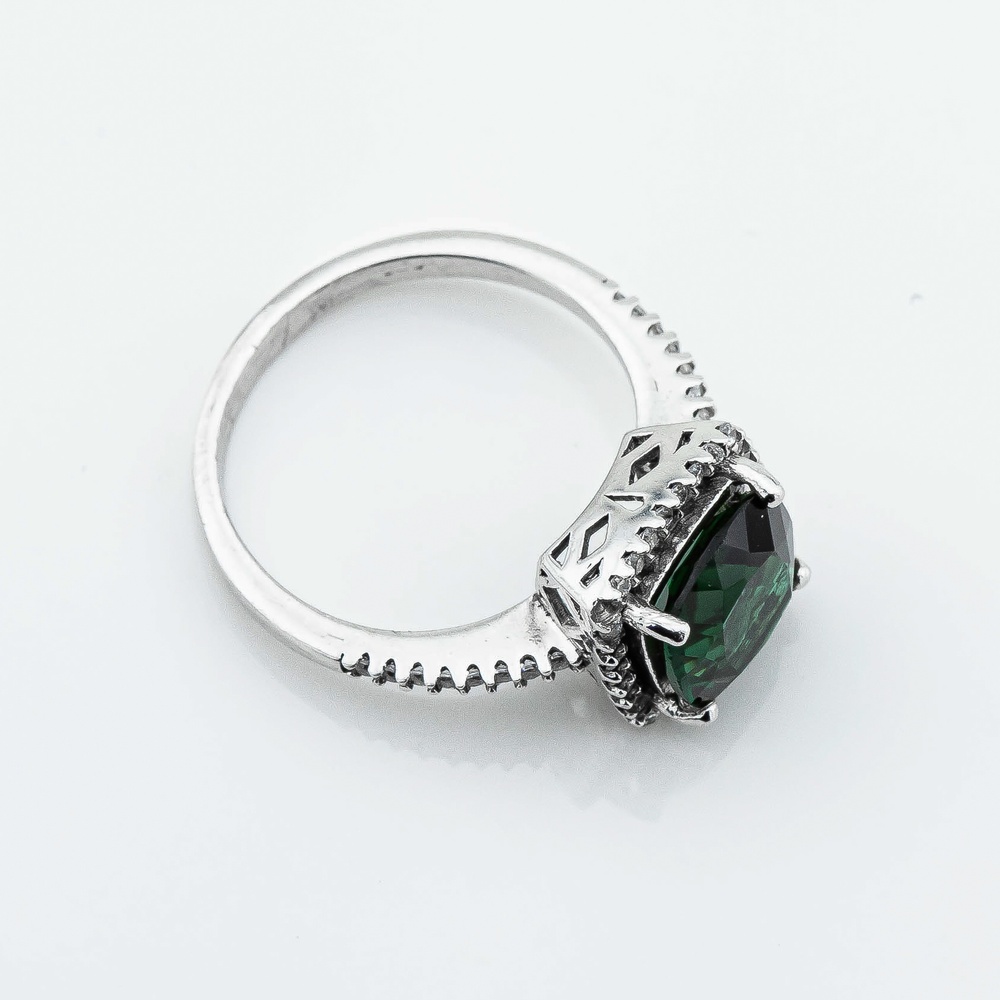 Серебряное кольцо с празолитом и фианитами k111889, 18 размер