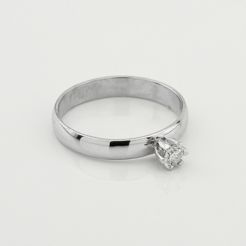 Кольцо с бриллиантом в белом золоте 111086-2dia, 15,5 размер