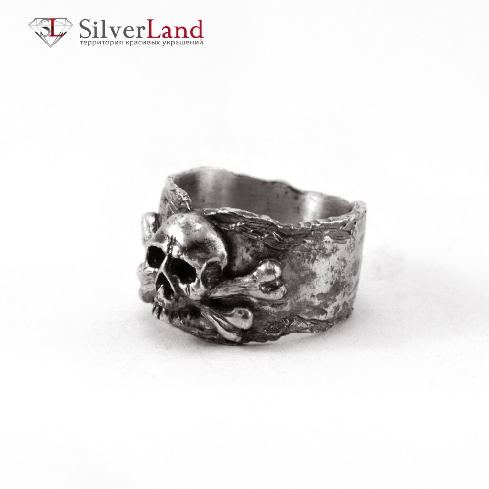 Срібний перстень широкий "EJ Edward England" з піратським черепом Арт. 1046EJ