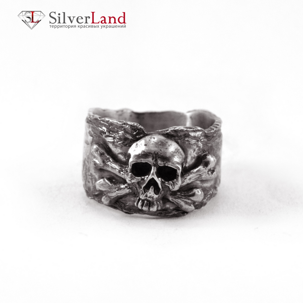 Серебряное кольцо Широкое "EJ Edward England" с пиратским черепом Арт. 1046EJ
