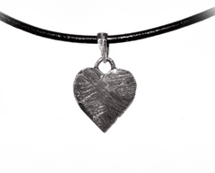 Подвеска сердце из черненого серебра "EJ Heart" на кожаном шнурке Арт. 3035/EJ