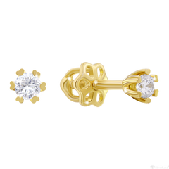 Детские сережки-гвоздики золотые Лучик с бриллиантами с закруткой (270566620319)