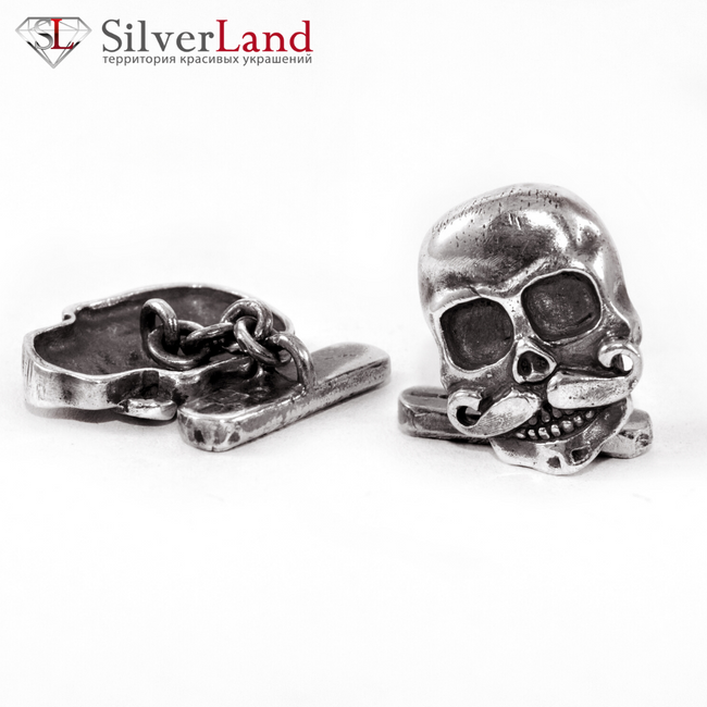 Серебряные запонки в стиле гранж с чернением в форме черепа "EJ Bernie & Bob" Арт. 5003EJ