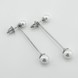 Серебряные серьги-джекеты палочка с жемчугом 121132-4